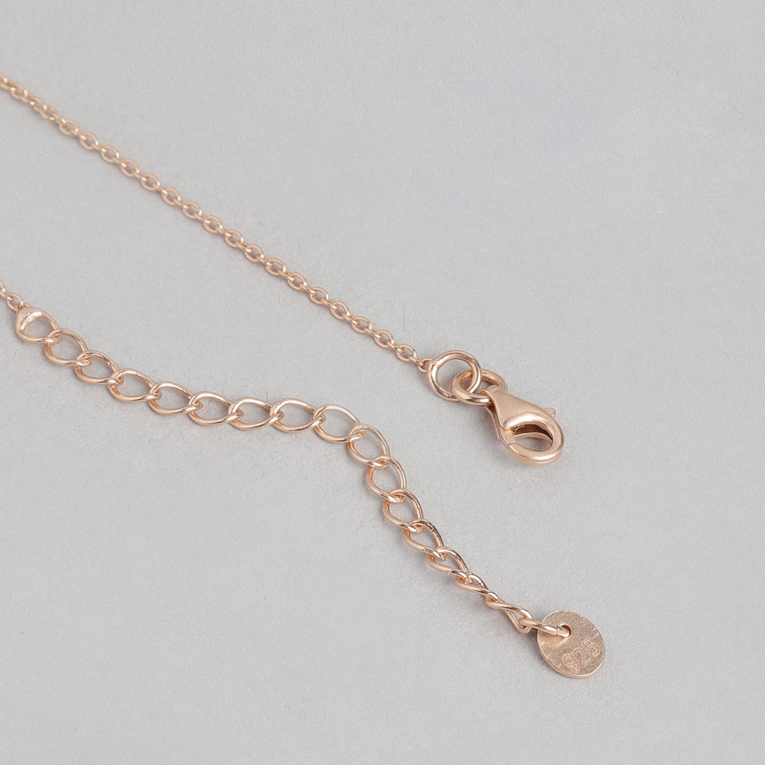 Mystique Deer Rose Gold Plated  925 Sterling Silver Necklace with Cubic Zirconia