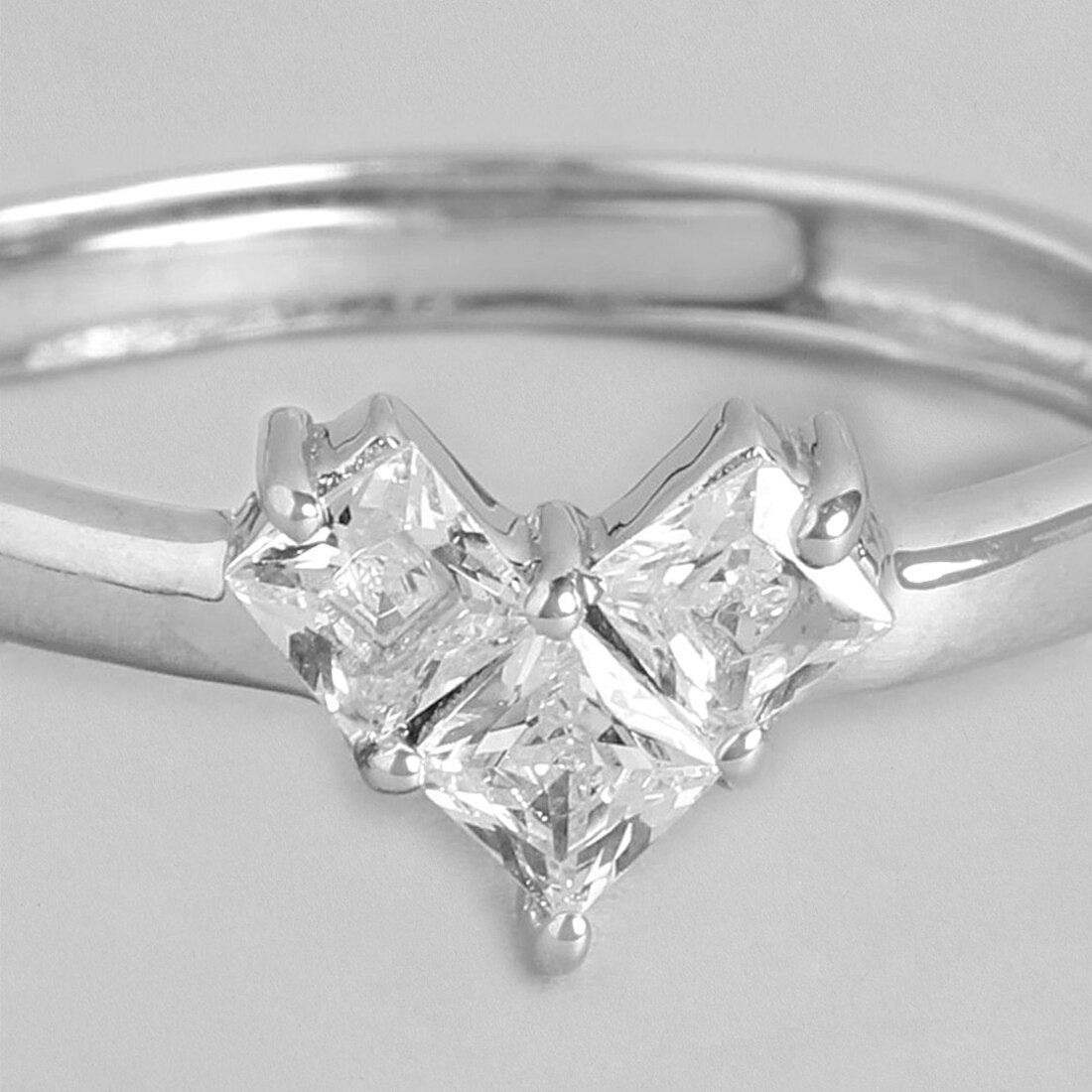 Sparkling Elegance 925 Sterling Silver Rhodium Plated Ring (Adjustable)