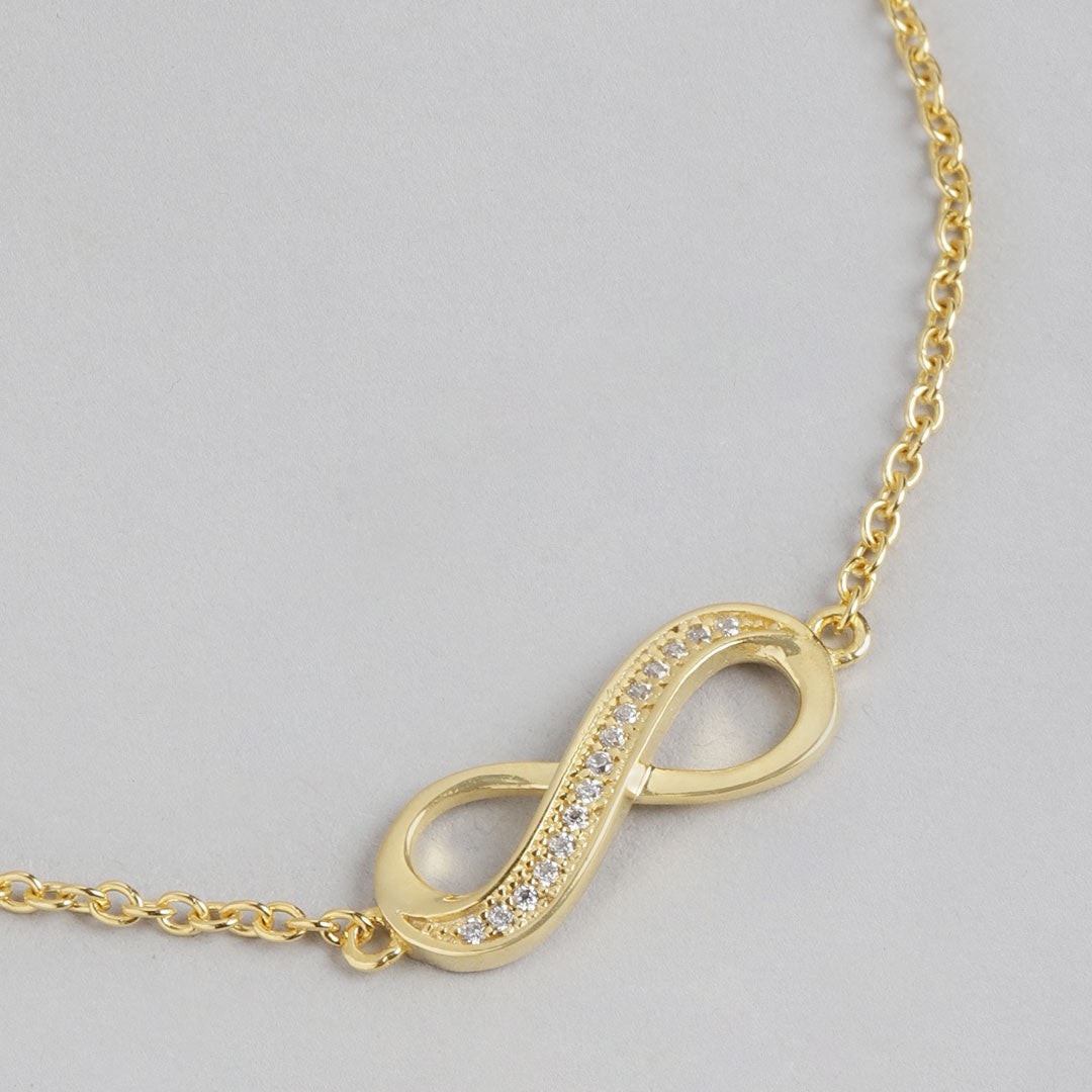 Infinite Radiance Gold-Plated 925 Sterling Silver Infinity Bracelet
