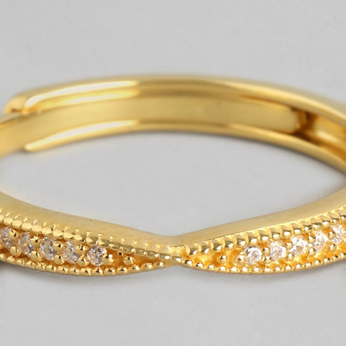 Golden Elegance 925 Sterling Silver Gold Plated CZ Ring (Adjustable)