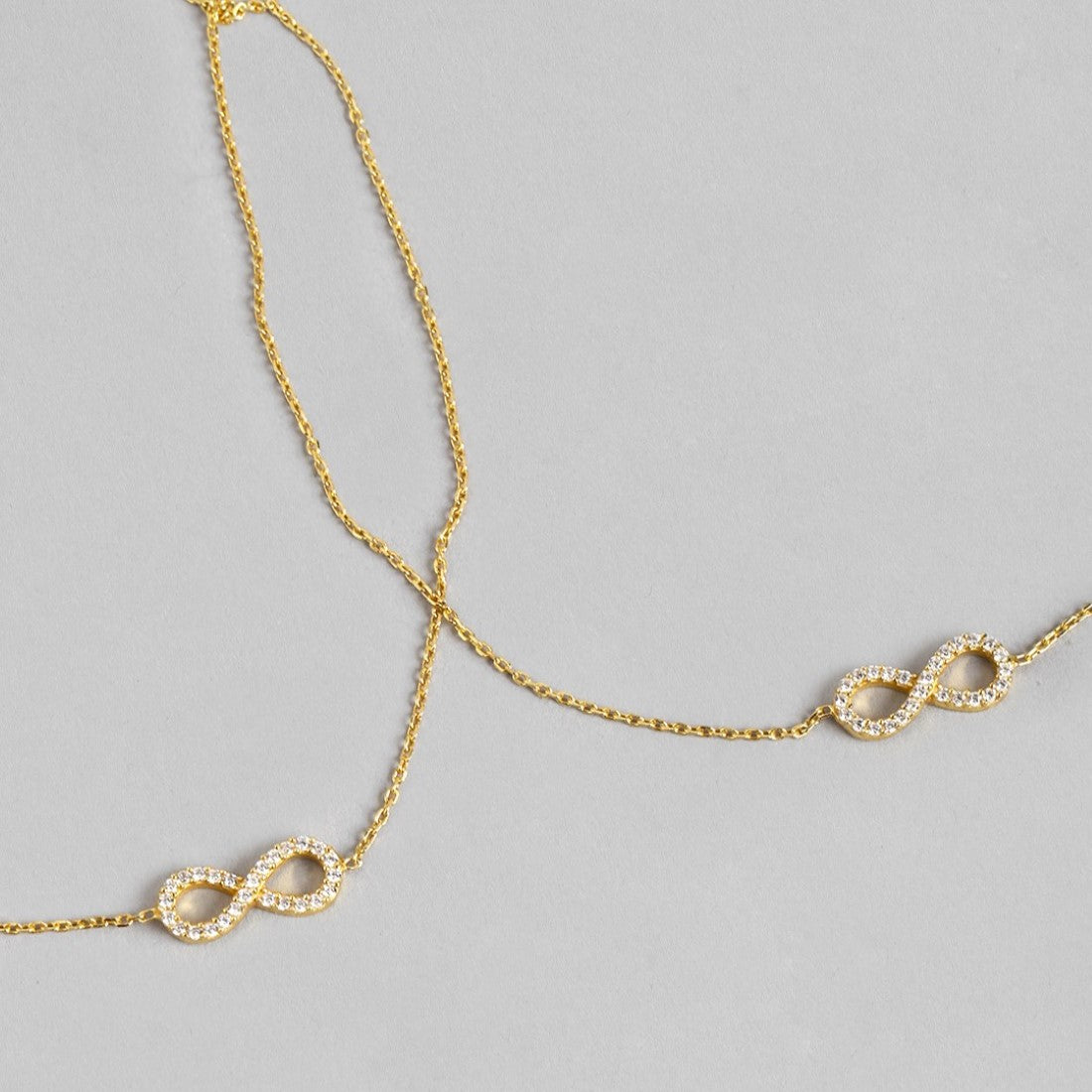 Infinite Glamour Gold-Plated 925 Sterling Silver Anklet with Cubic Zirconia