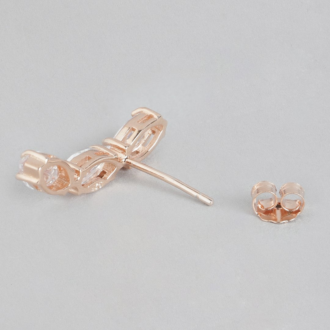 Rose Gold Brilliance Cubic Zirconia 925 Sterling Silver Earrings