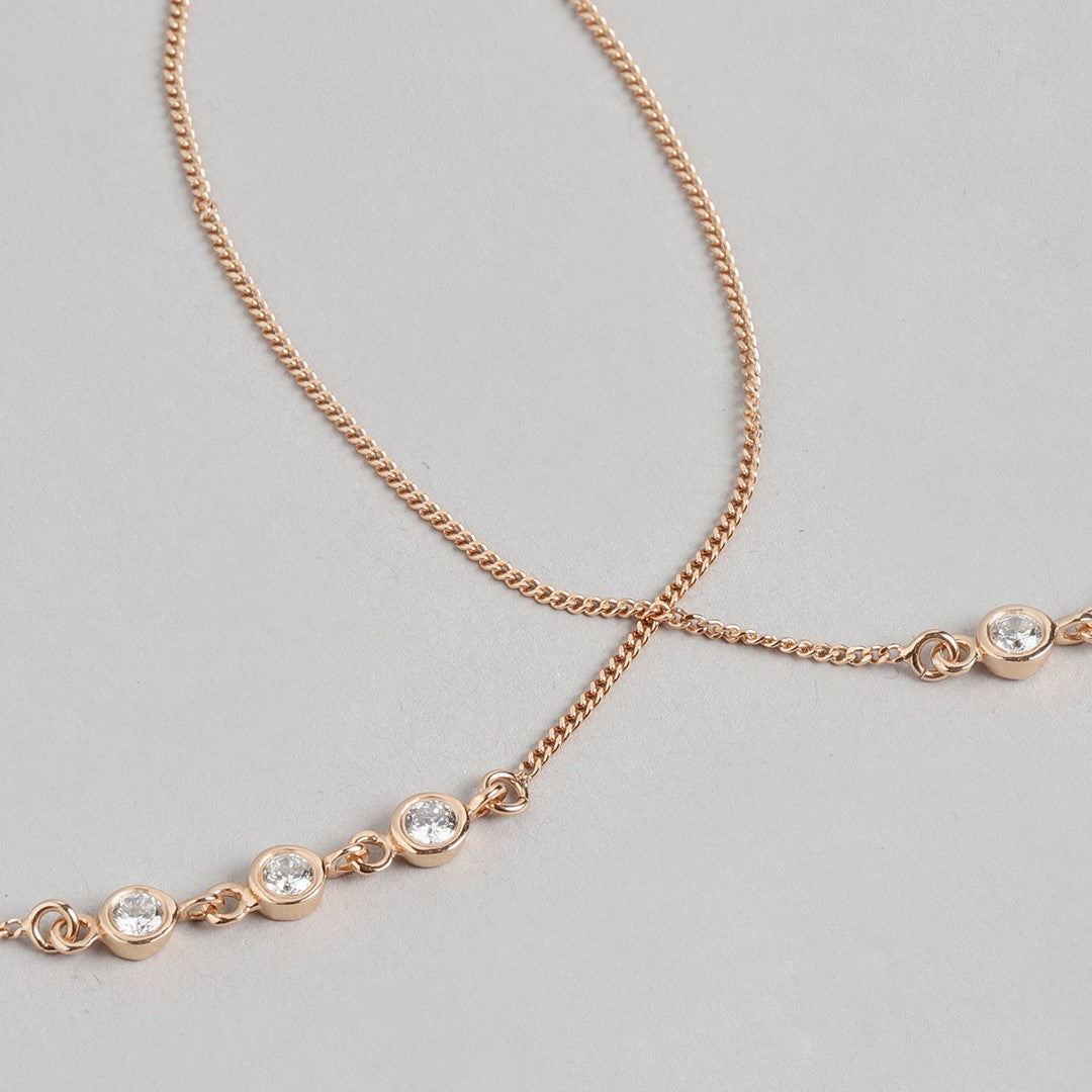 Radiant CZ Rose Gold Whispers 925 Sterling Silver Chain Anklet