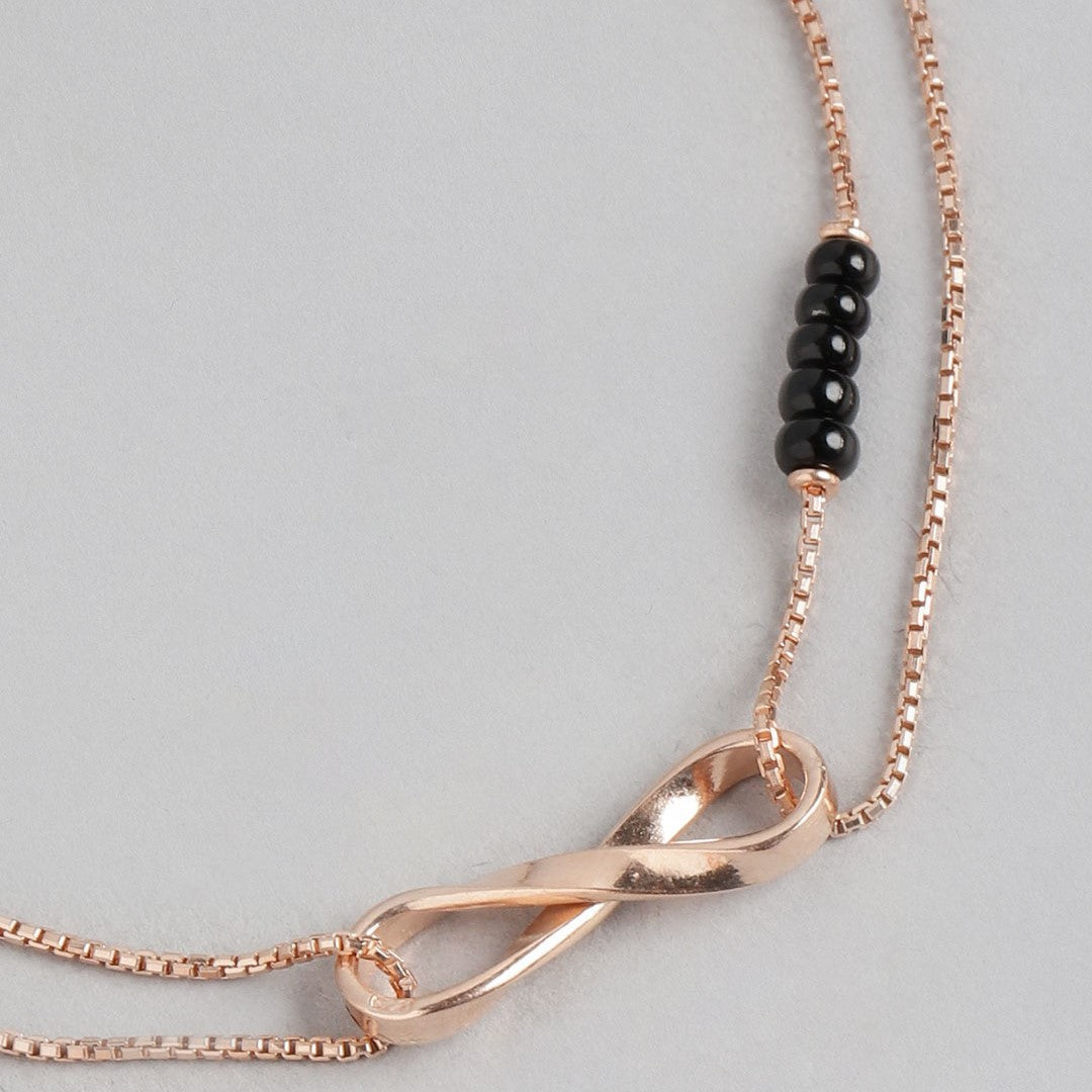 Infinity Rosegold Plated Beads 925 Sterling Silver Bracelet