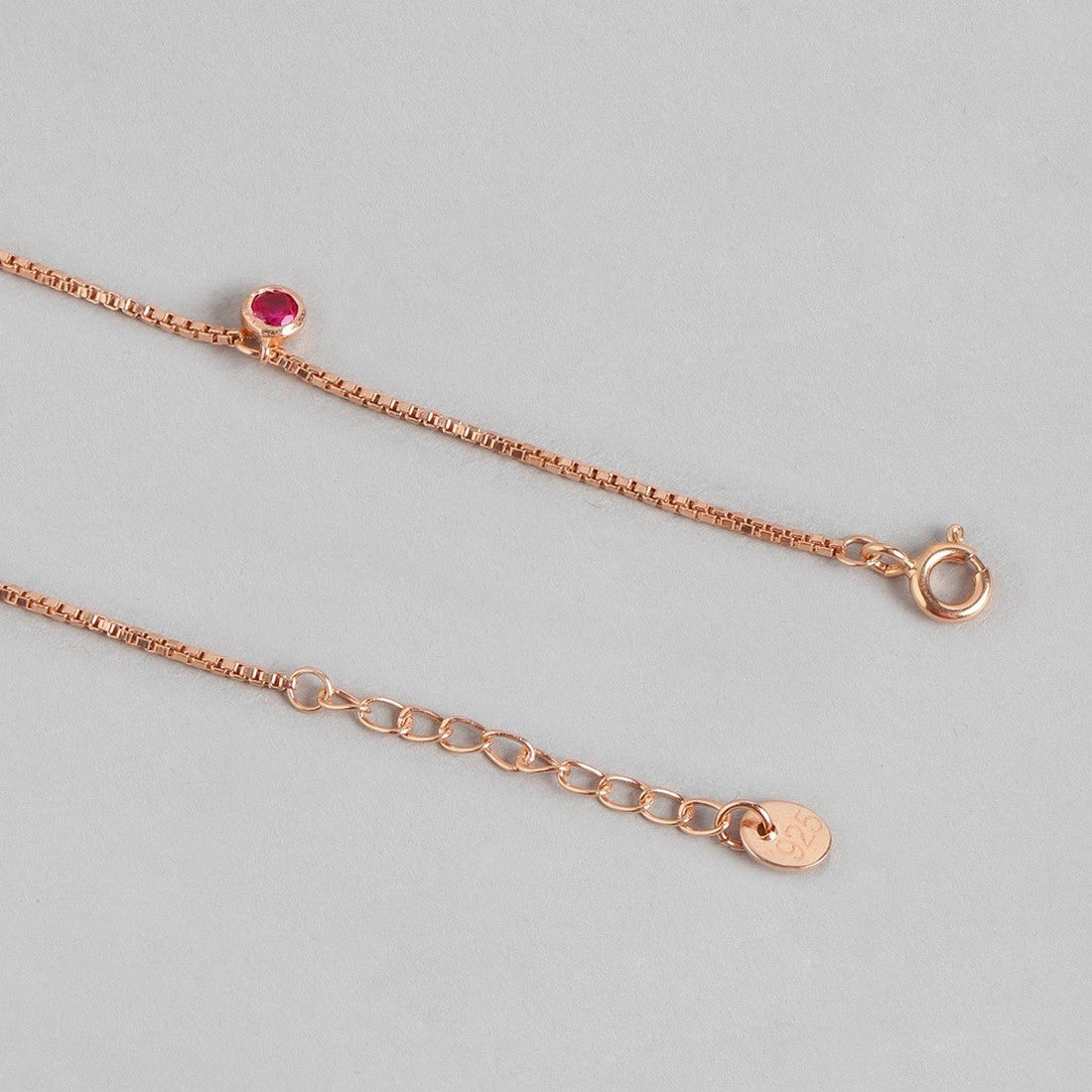 Multi-Colour Charms Rose-Gold Plated 925 Sterling Silver Chain Anklet