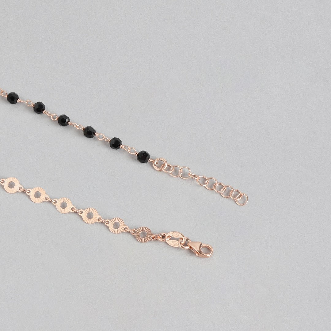 Rosegold Delight 925 Sterling Silver Beaded Chain Anklet