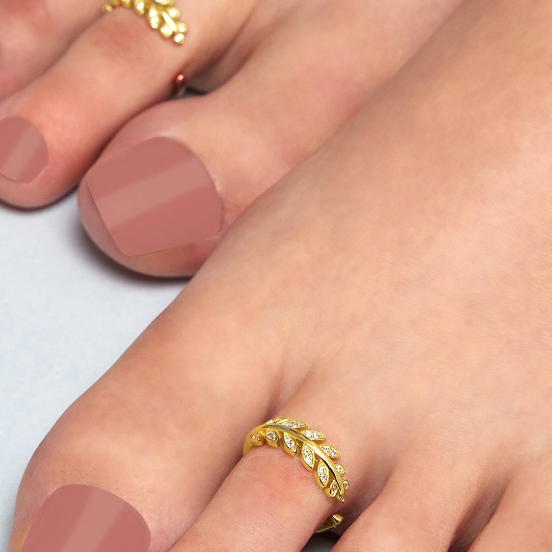 Glamorous Leaf 925 Sterling Silver Gold Plated Toe Ring
