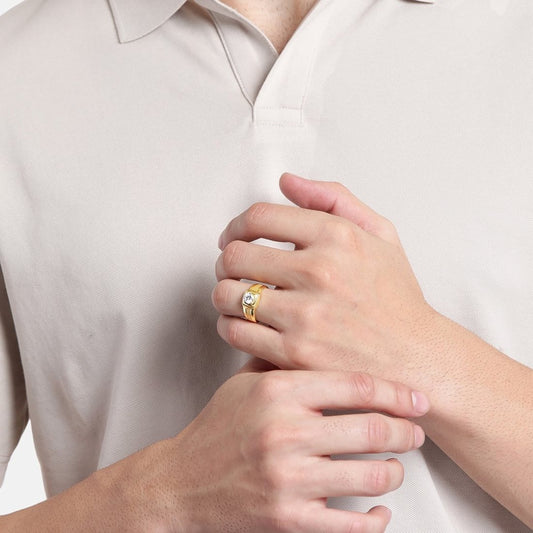 Golden Radiance 925 Sterling Silver CZ Couple Ring (Adjustable)