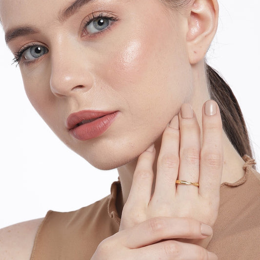 Golden Crossroads Gold Plated 925 Sterling Silver Cross Ring (Adjustable)