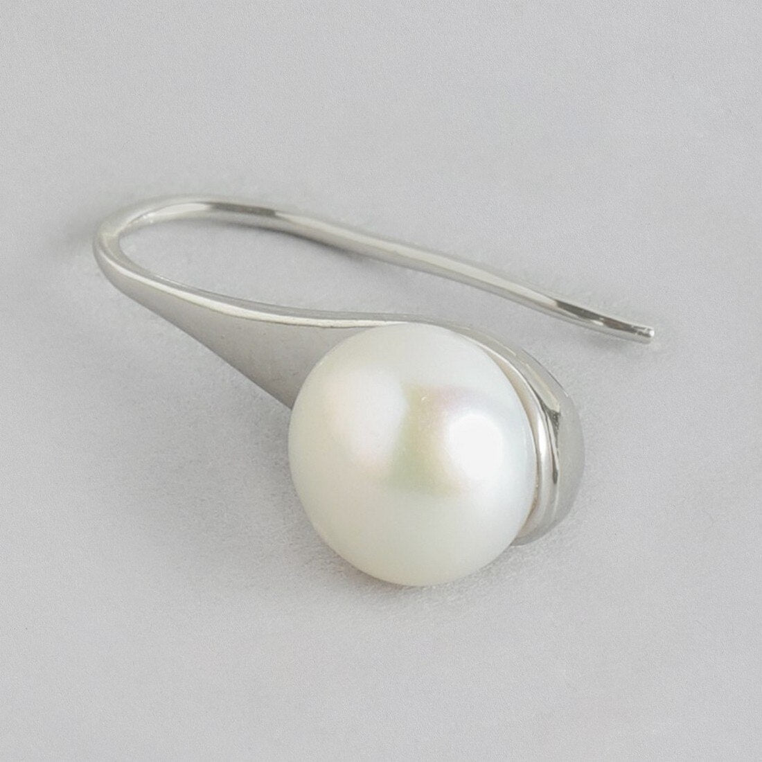 Oceanic Delight 925 Sterling Silver Pearl Earrings with Fish Hook Design
