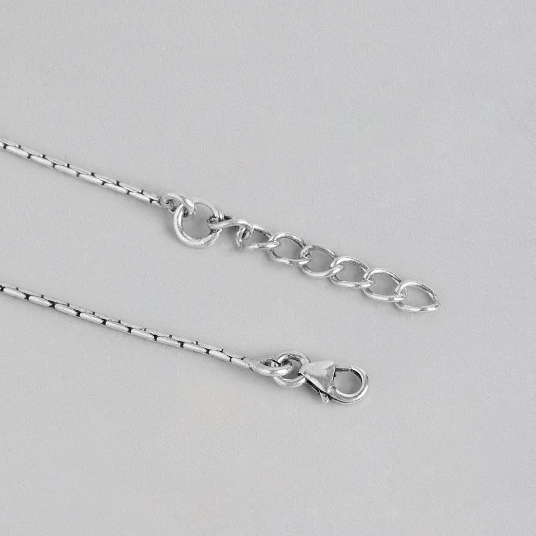 Floral Drop Bead Rhodium Plated 925 Sterling Silver Chain Anklet