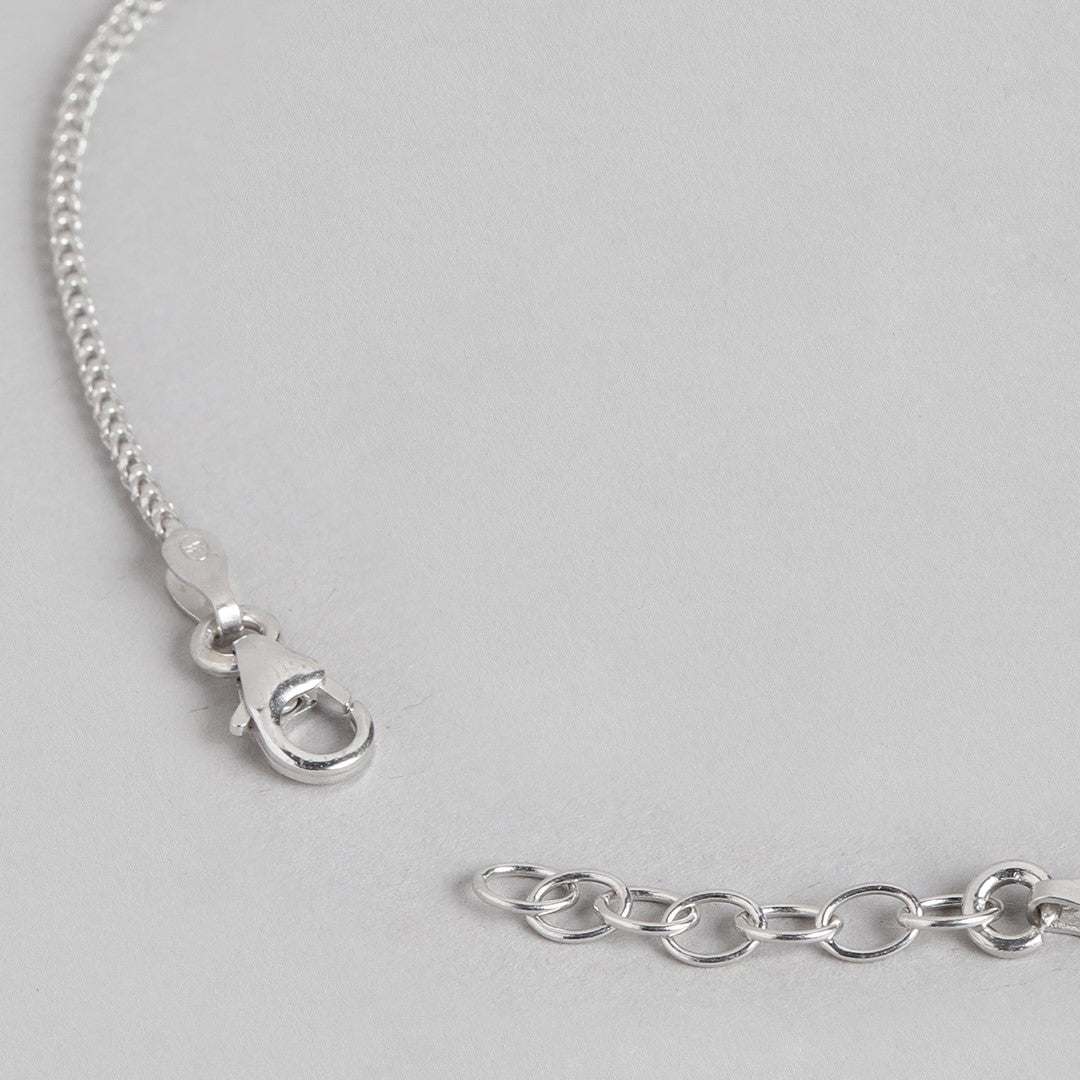 Spiritual Guardian Rhodium-Plated Evil-Eye 925 Sterling Silver Chain Anklet