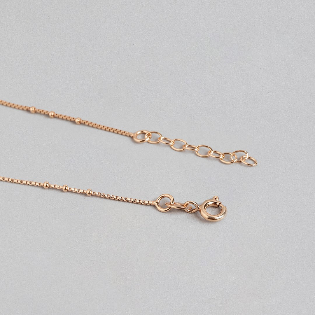 Enchanted Heartbeat Rose Gold-Plated 925 Sterling Silver Chain Anklet