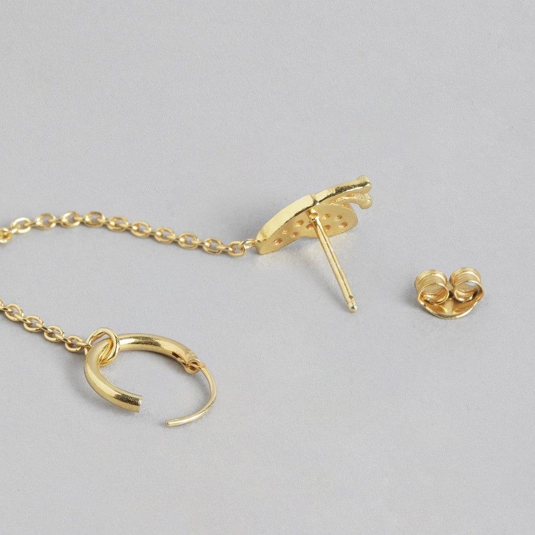 CZ Butterfly Loop Earring in 925 Gold Plated Sterling Silver