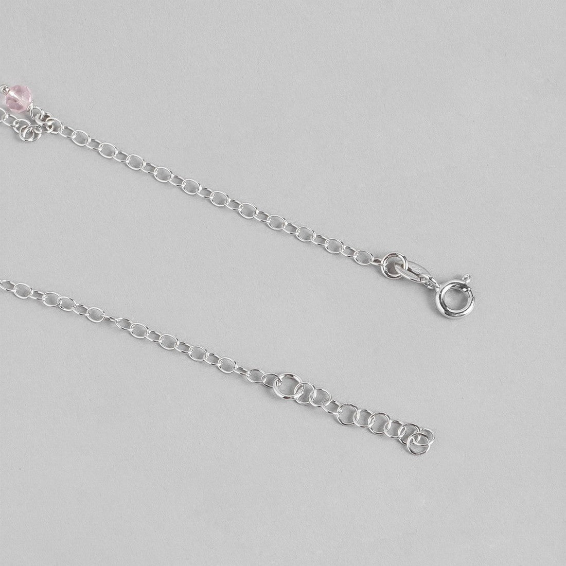 Drop With CZ Rhodium Plated 925 Sterling Silver Chained Anklet