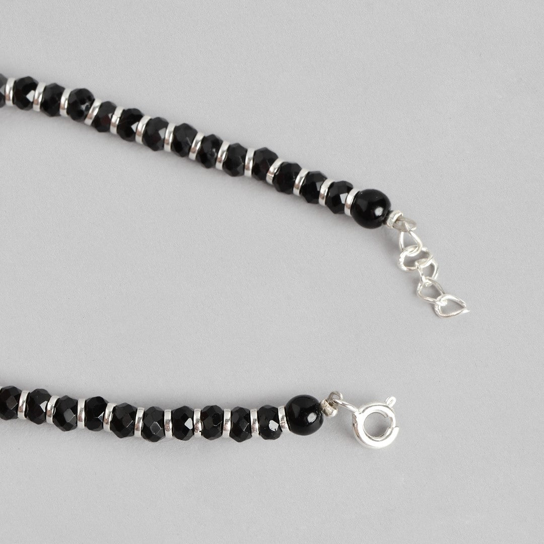 Midnight Radiance Rhodium Plated 925 Sterling Silver Anklet