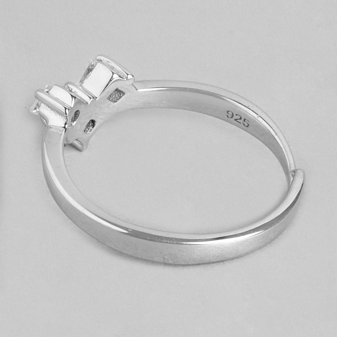 Eternal Embrace Rhodium-Plated 925 Sterling Silver Couple Ring