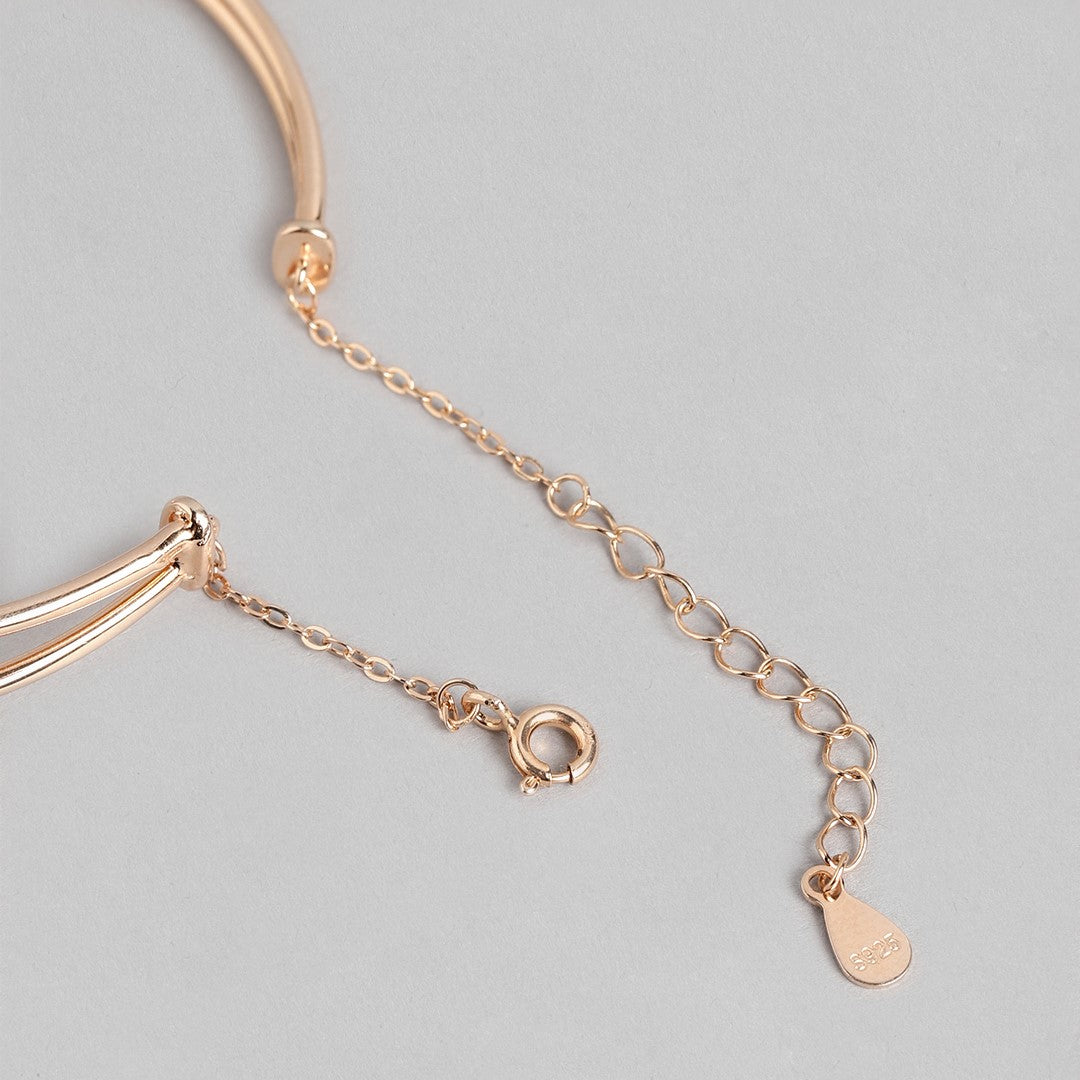 Rose Gold Radiance 925 Sterling Silver Bracelet with Cubic Zirconia