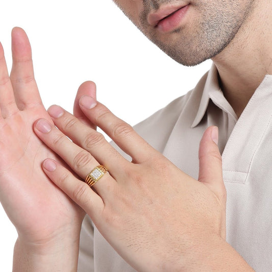 Gilded Love 925 Sterling Silver Gold-Plated Couple Ring (Adjustable)