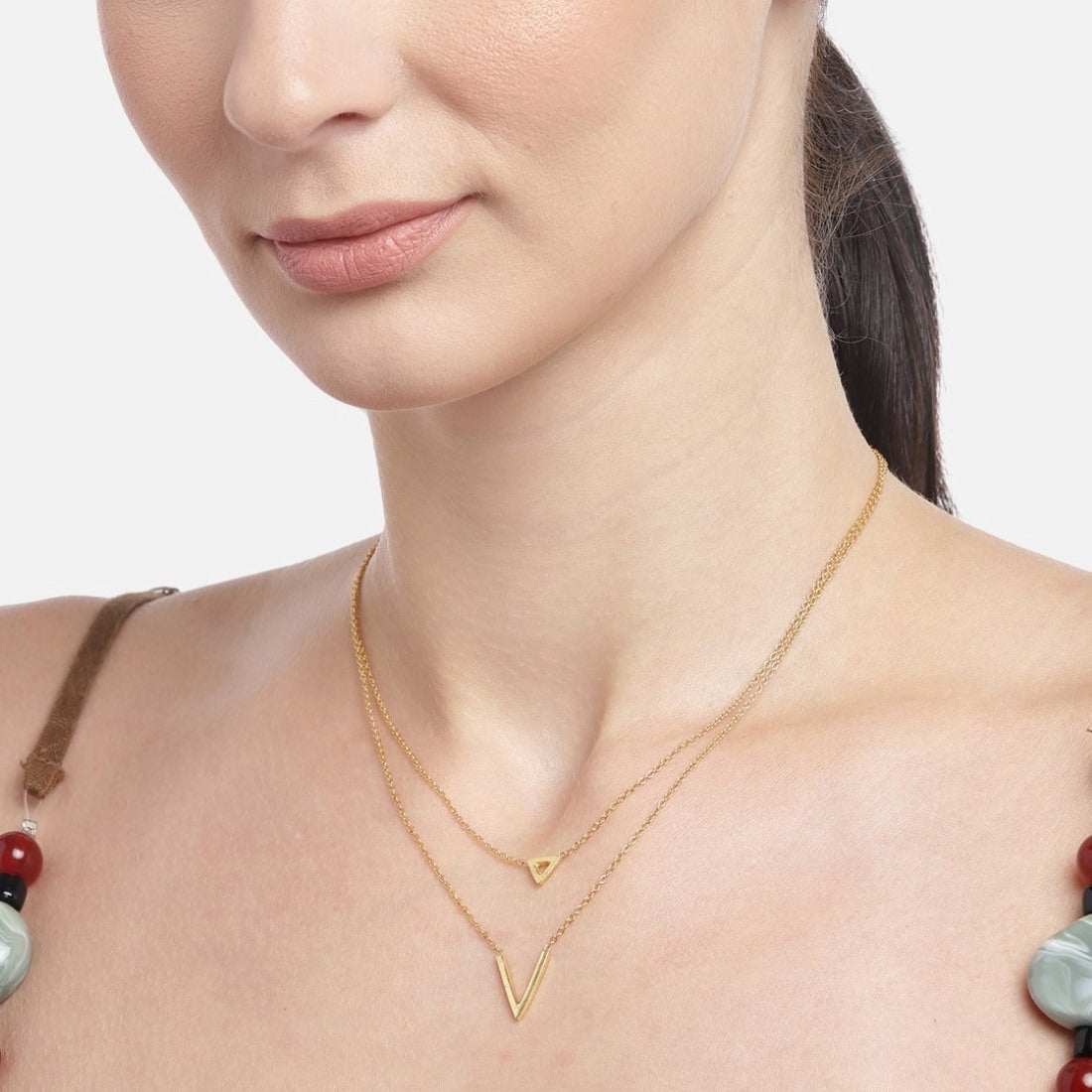 Triangular Link Chain Triangular Gleam 925 Sterling Silver Gold-Plated Link Chain Necklace ...