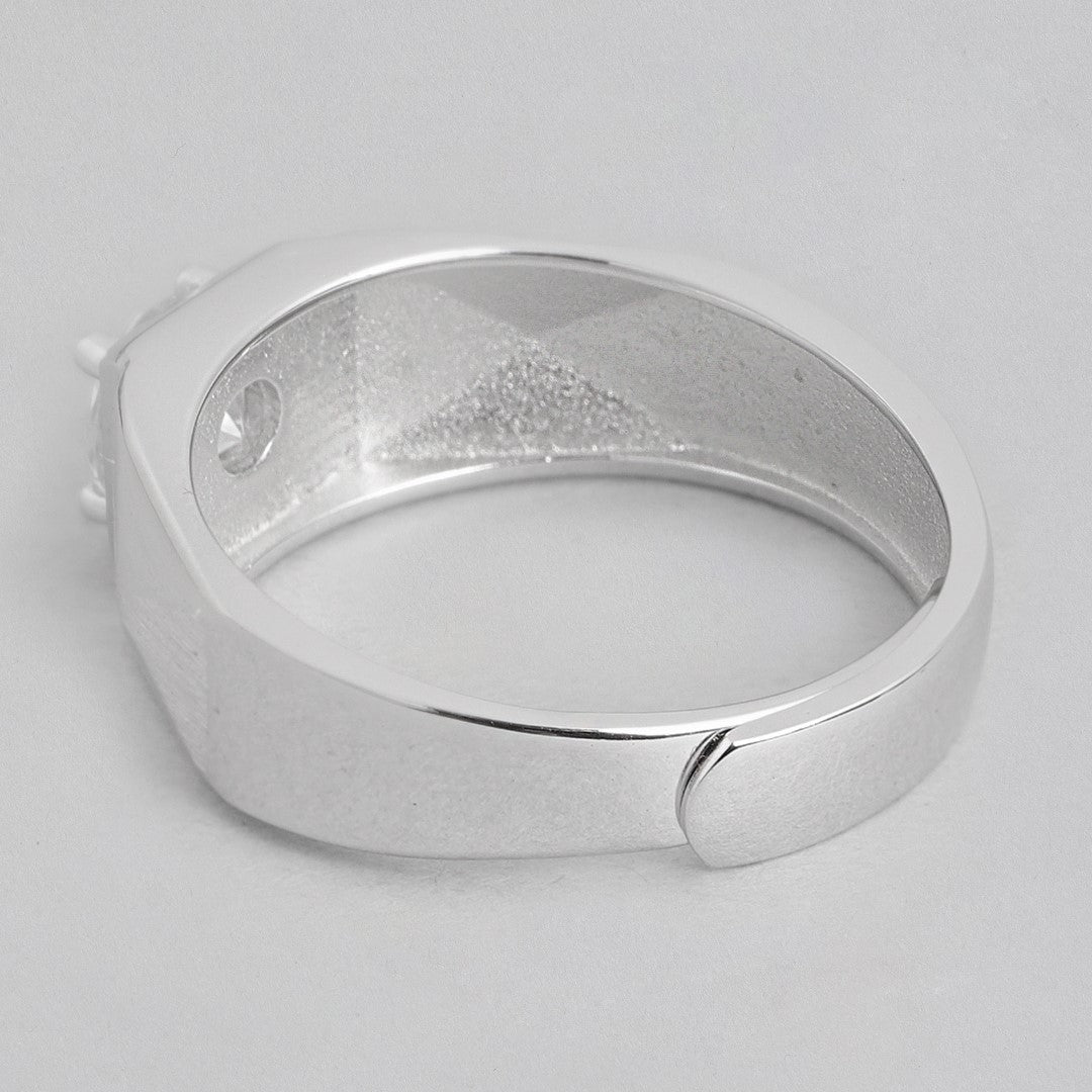 Twinkling Union Rhodium-Plated 925 Sterling Silver Couple Ring