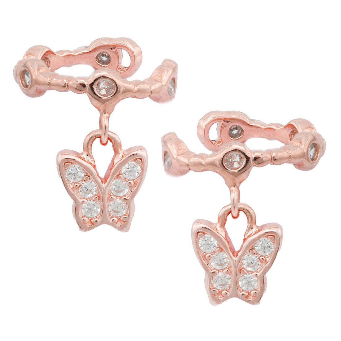 Butterflies and Rings Rose Gold 925 Silver Earcuffs