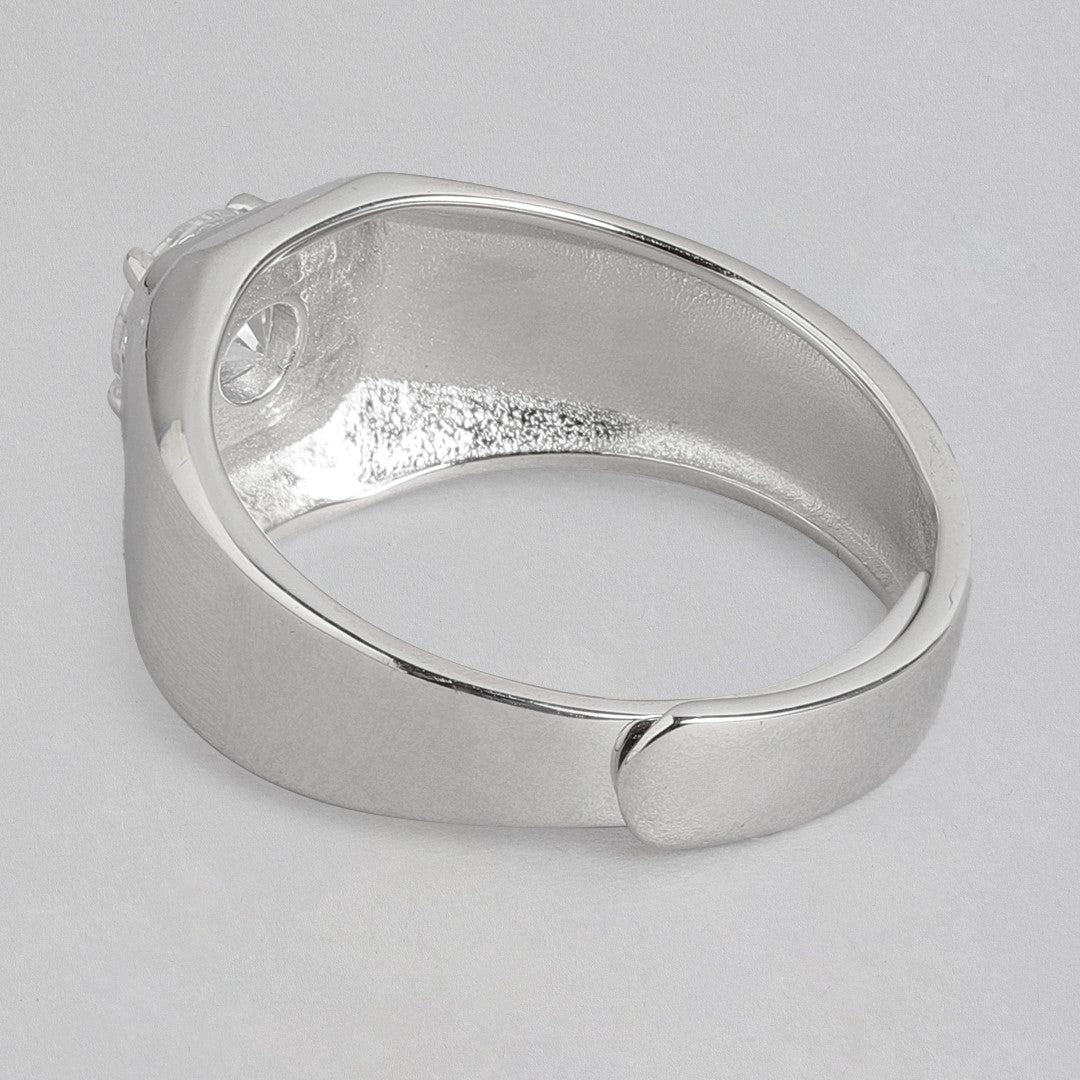 Everlasting Union Solitaire Rhodium-Plated 925 Sterling Silver Couple Ring