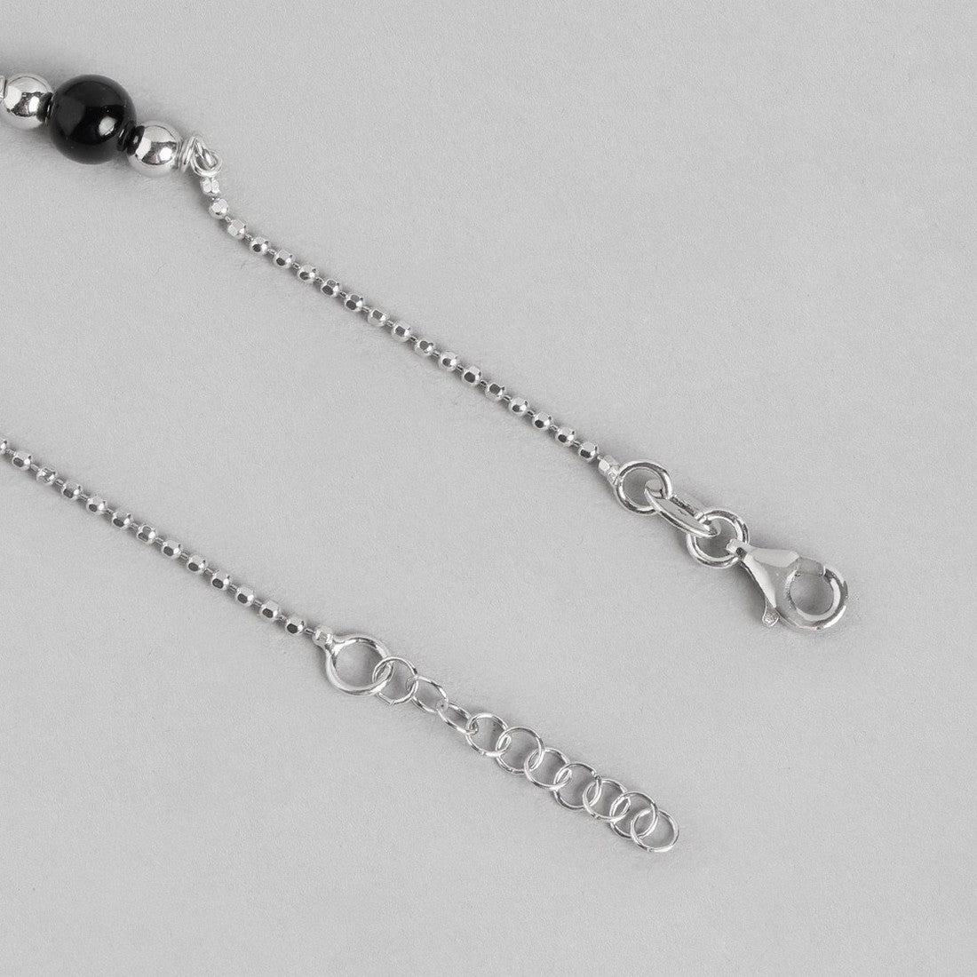 Black Pearl Rhodium Plated 925 Sterling Silver Chained Anklet