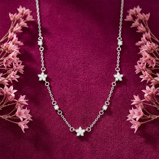 Celestial Star Rhodium Plated 925 Silver Necklace
