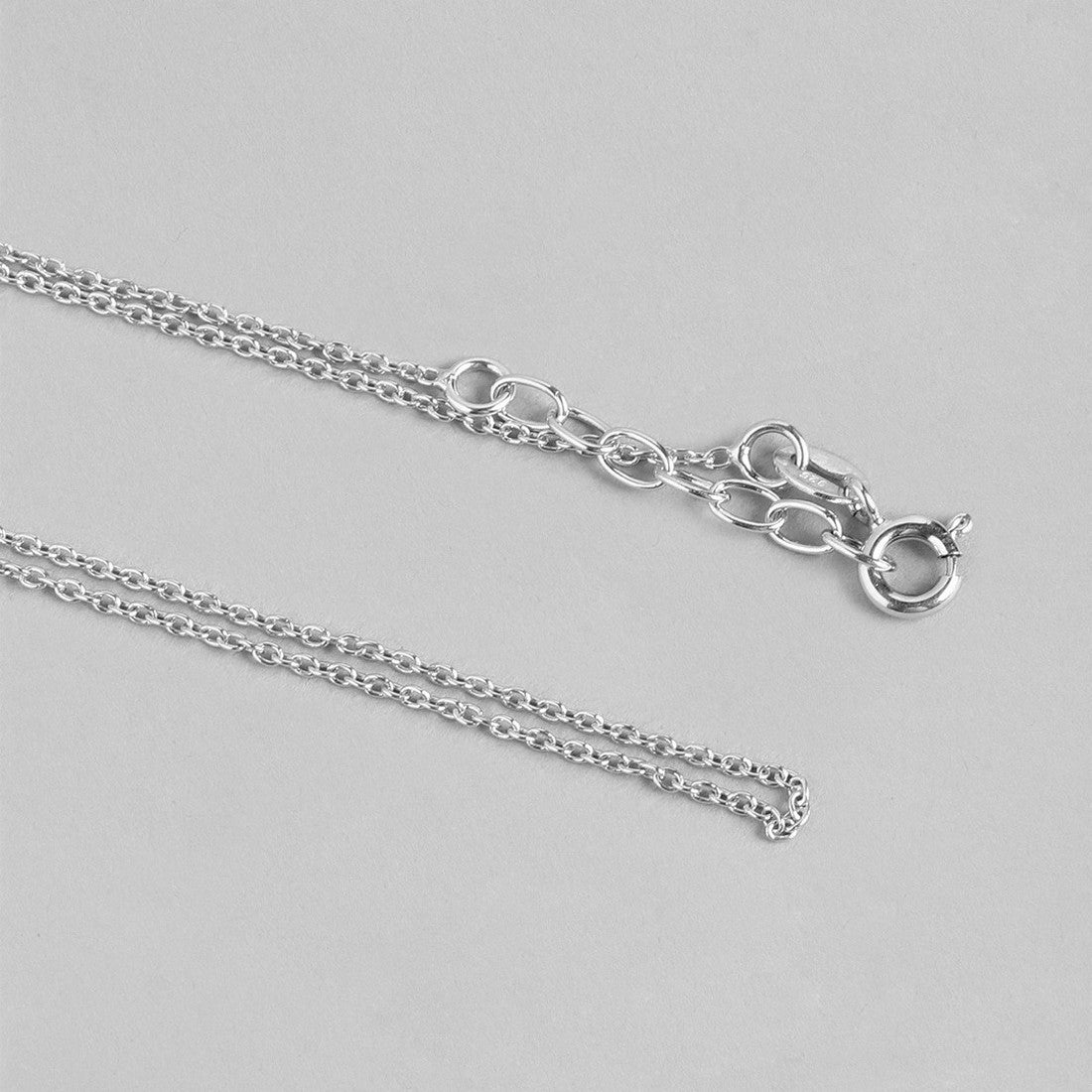 Leafy Multistring Rhodium Plated 925 Sterling Silver Chained Anklet