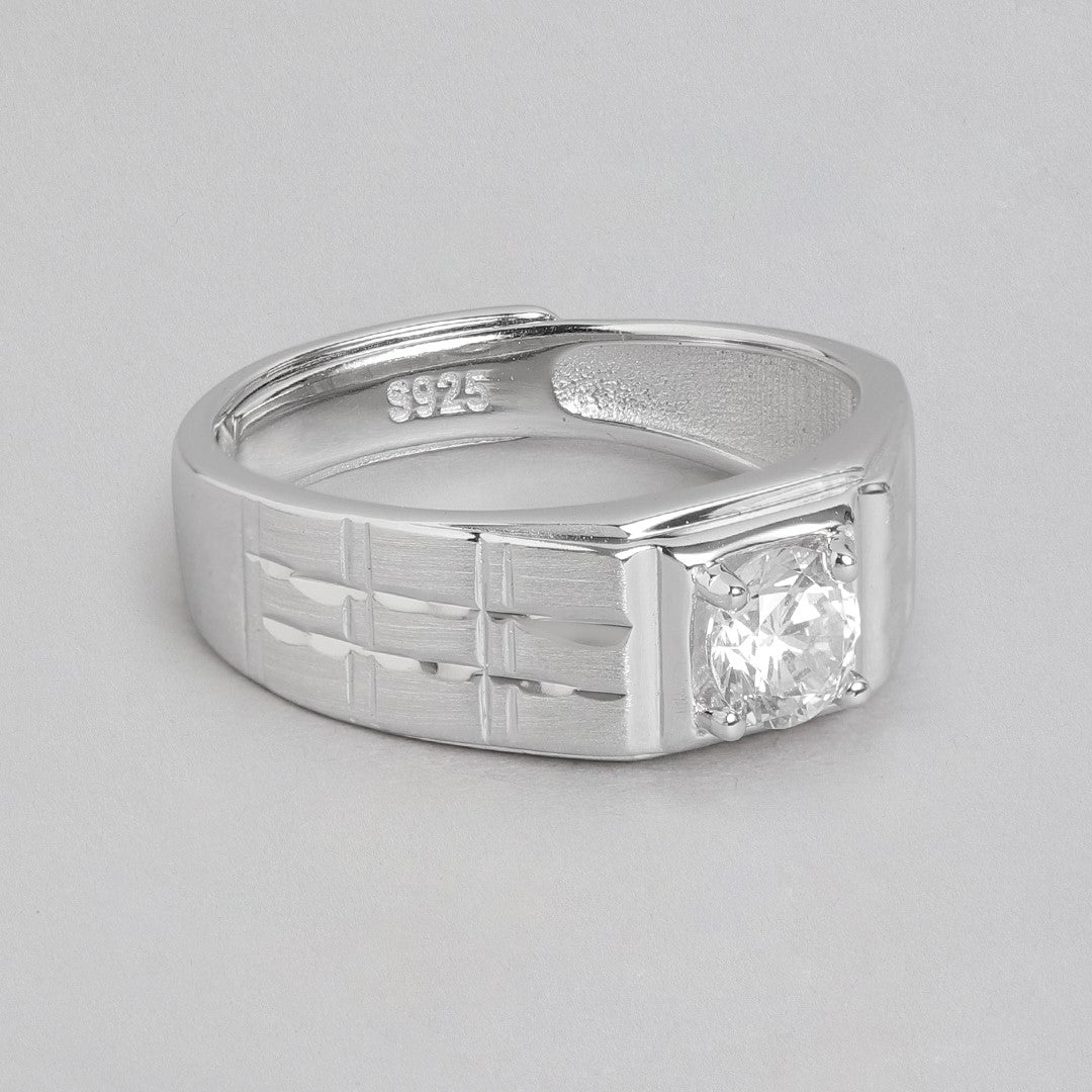 Glimmering Promise Rhodium-Plated 925 Sterling Silver Couple Ring