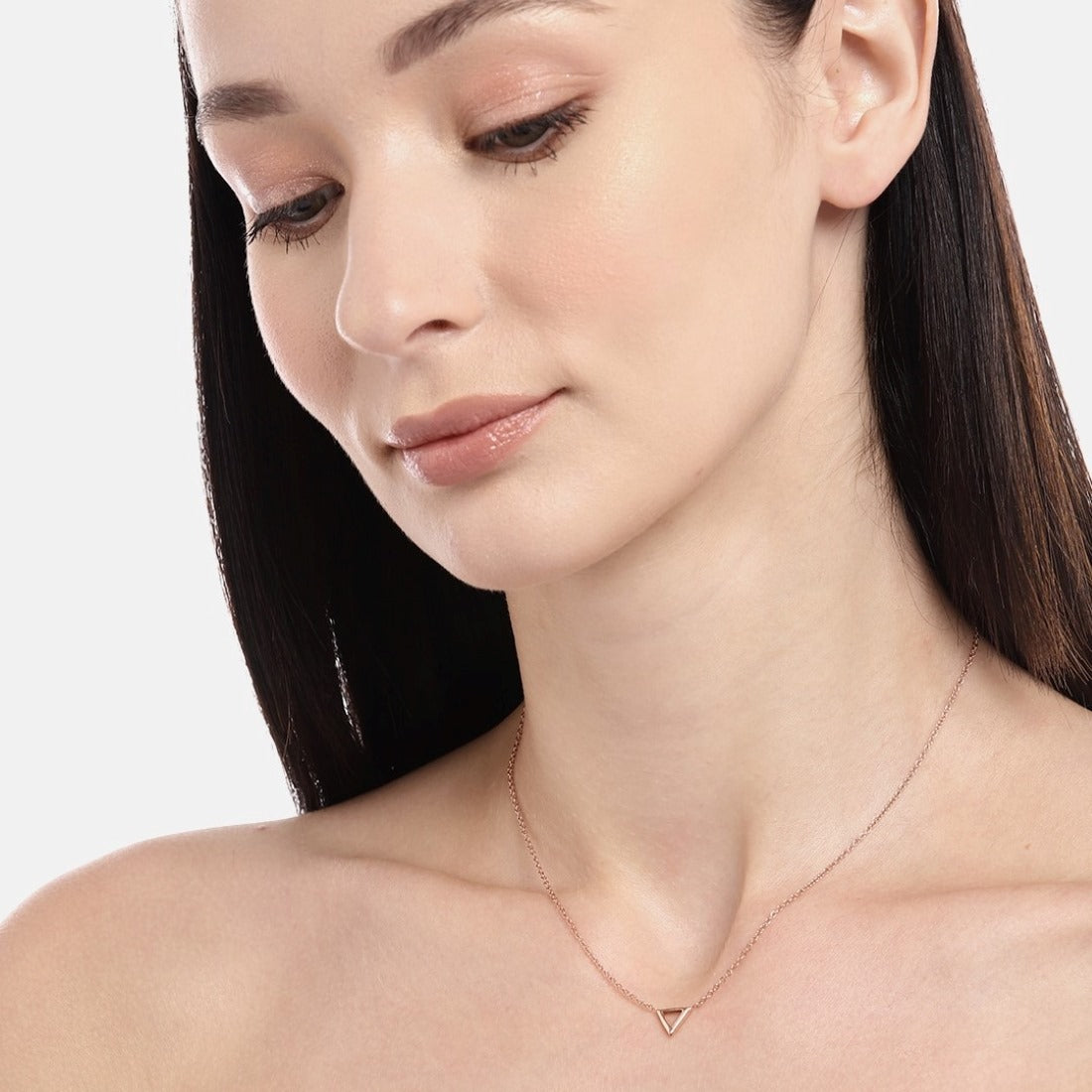Divine Angles Rose Gold Triangle 925 Sterling Silver Necklace