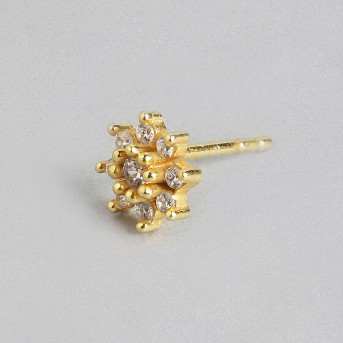 Radiant Gold Glow 925 Sterling Silver Stud Earrings with Cubic Zirconia