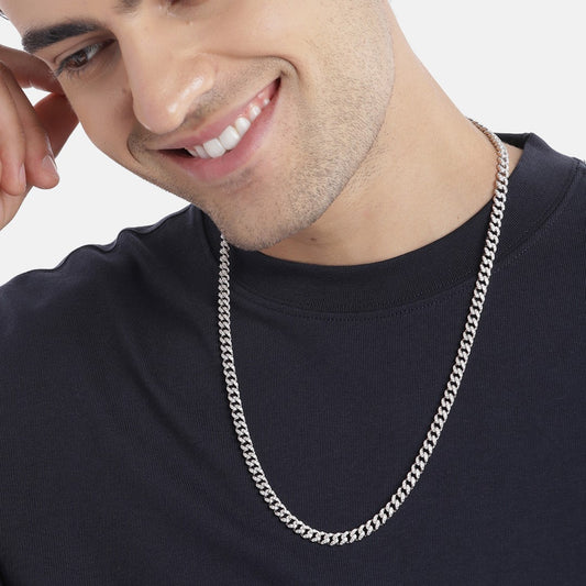 Radiant Gems CZ 925 Sterling Silver Chain for Men