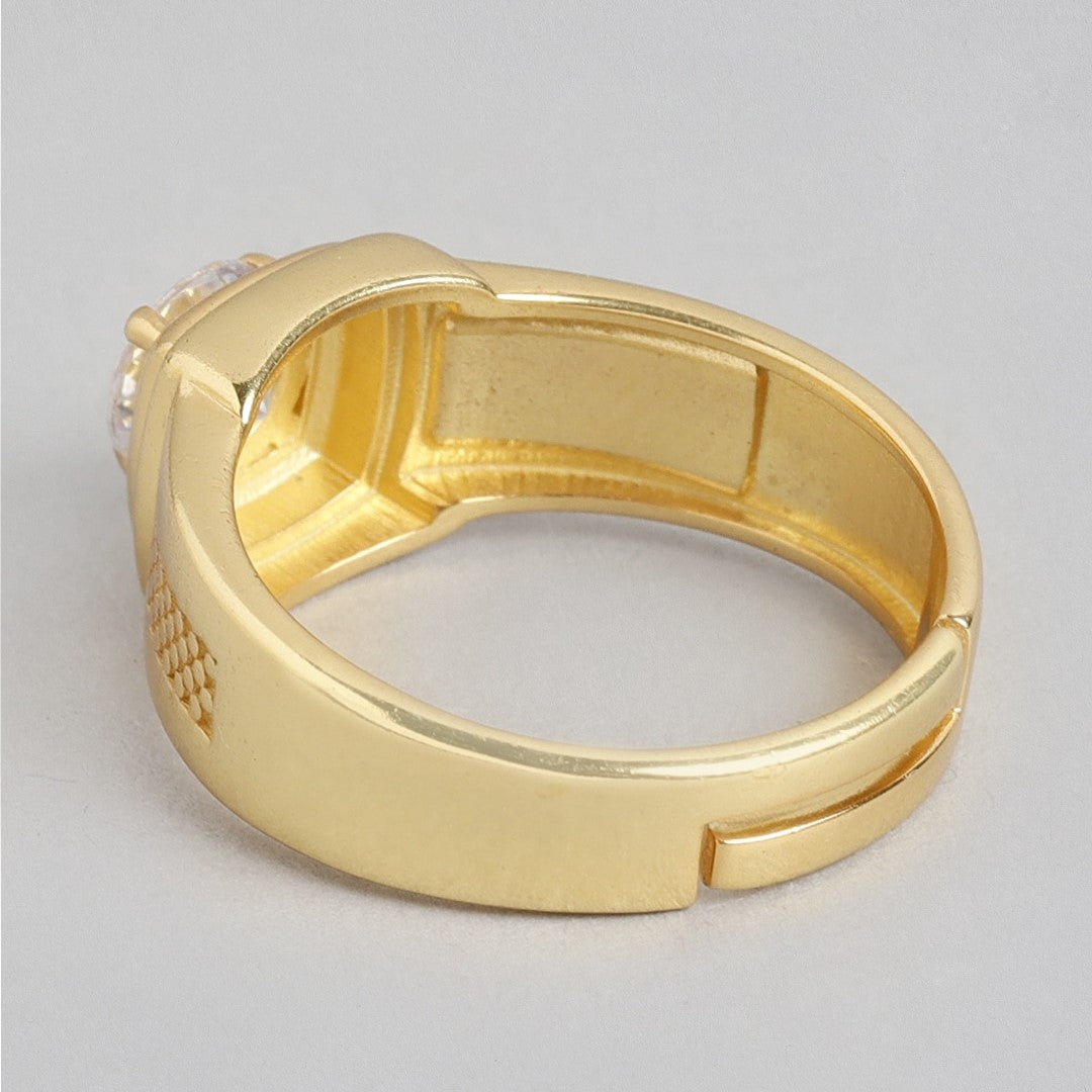 Golden Radiance 925 Sterling Silver CZ Couple Ring (Adjustable)