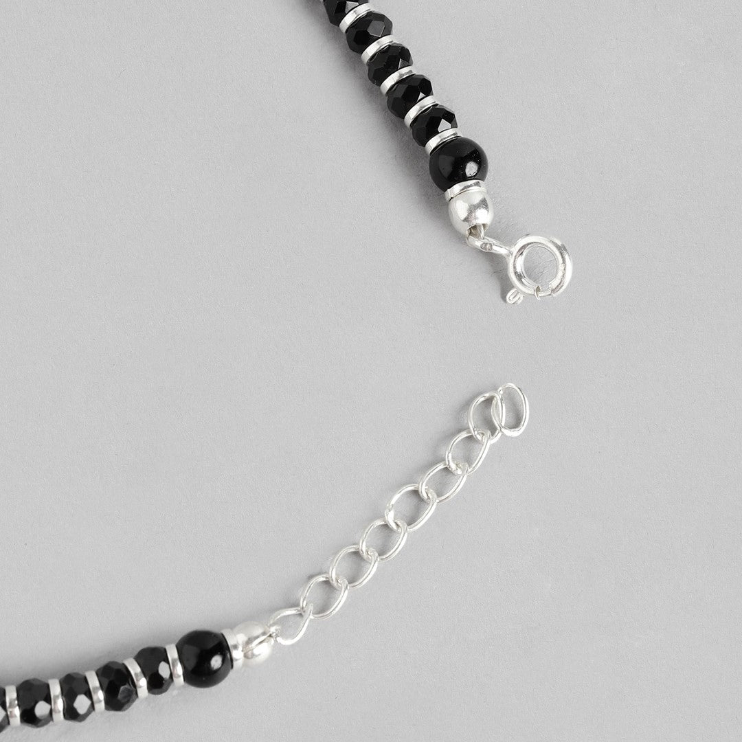 Harmony in Contrast Rhodium Plated 925 Sterling Silver Anklet