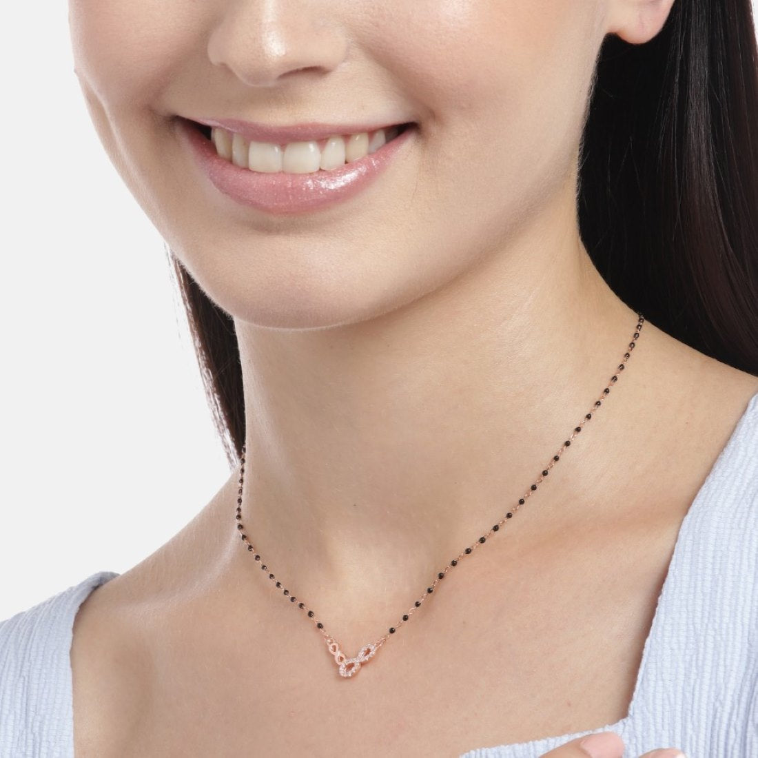 Infinite Love Rose Gold Plated 925 Sterling Silver Dual Infinity Mangalsutra