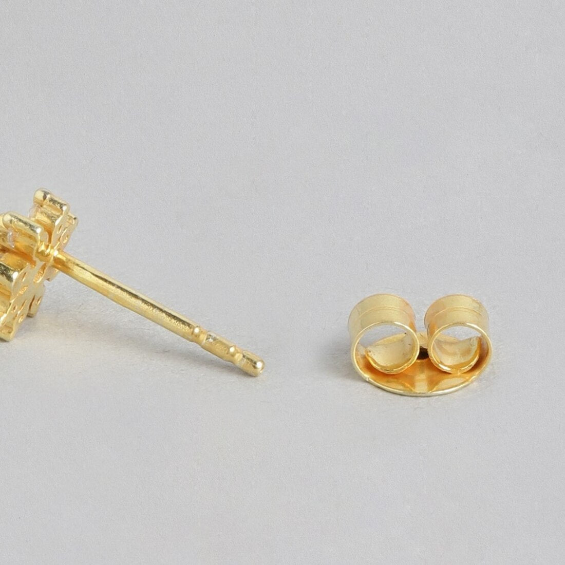 Radiant Gold Glow 925 Sterling Silver Stud Earrings with Cubic Zirconia