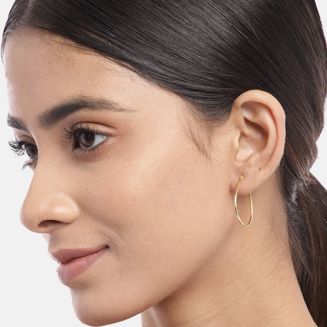 Classic Gold-Plated 925 Sterling Silver Hoop Earrings