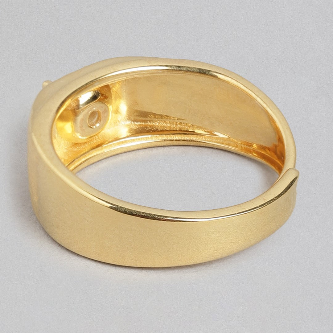 Golden Eternity 925 Sterling Silver Gold-Plated Couple Ring