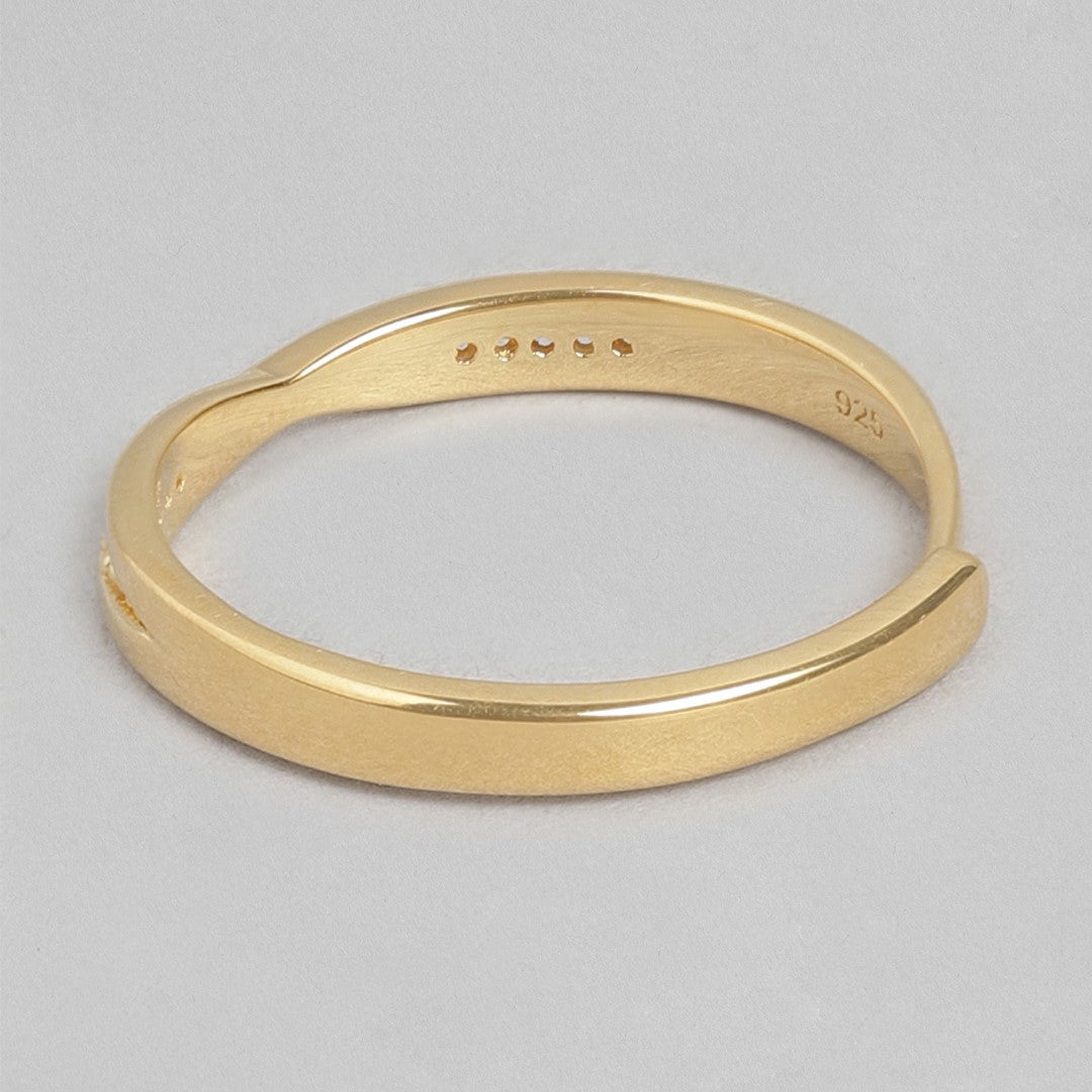 Eternal Radiance - Golden Harmony CZ Couple 925 Sterling Silver Ring Set (Adjustable)