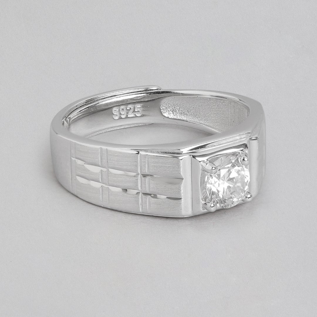 Forever Yours Rhodium-Plated 925 Sterling Silver Couple Ring