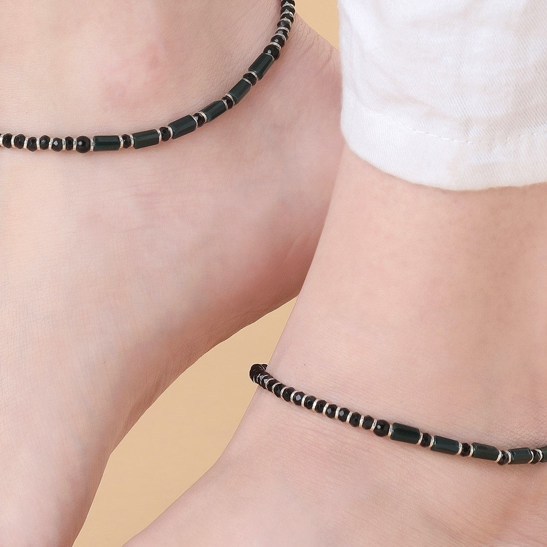 Enchanting Shadows Rhodium Plated 925 Sterling Silver Anklet