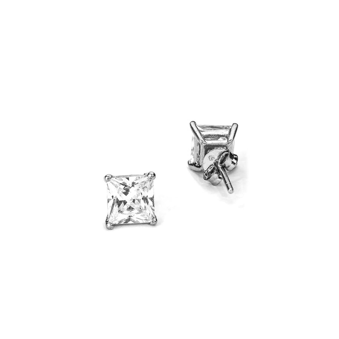 Classic CZ Studded Solitaire 925 Silver Earrings Set