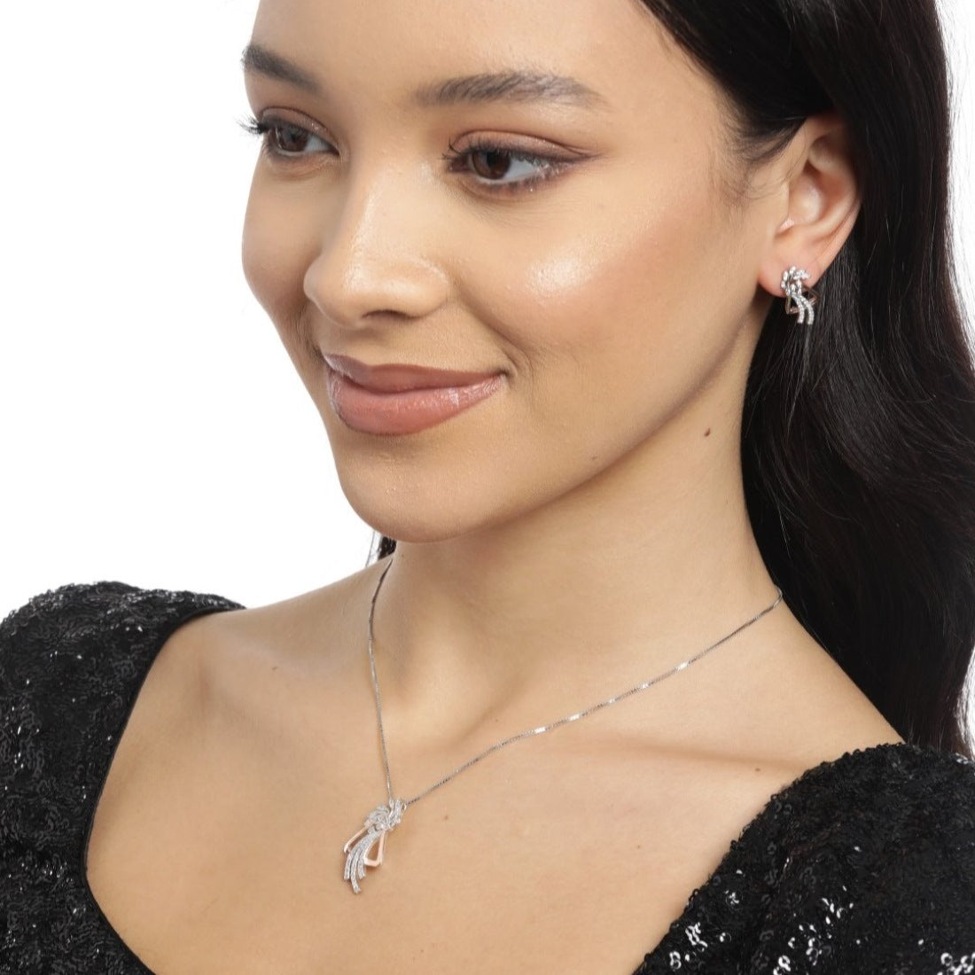 Dual Radiance Floral Dual Tone-Plated 925 Sterling Silver Jewelry Set