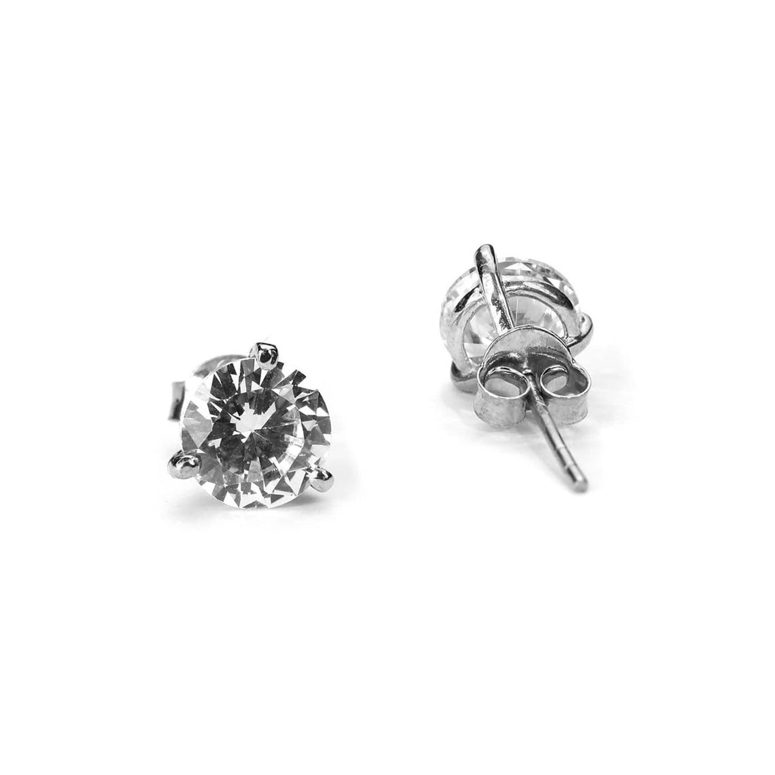 Classic CZ Studded Solitaire 925 Silver Earrings Set