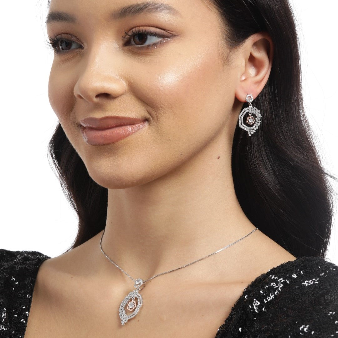Dual Radiance Brilliance Dual Tone-Plated 925 Sterling Silver Jewelry Set