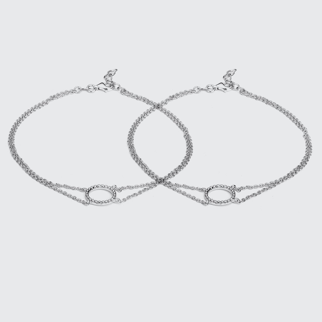 Double Layered Love Circle 925 Silver Anklets