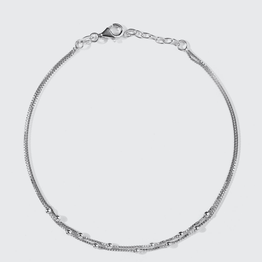 Ethereal Beaded Silver 925 Sterling Silver Anklets
