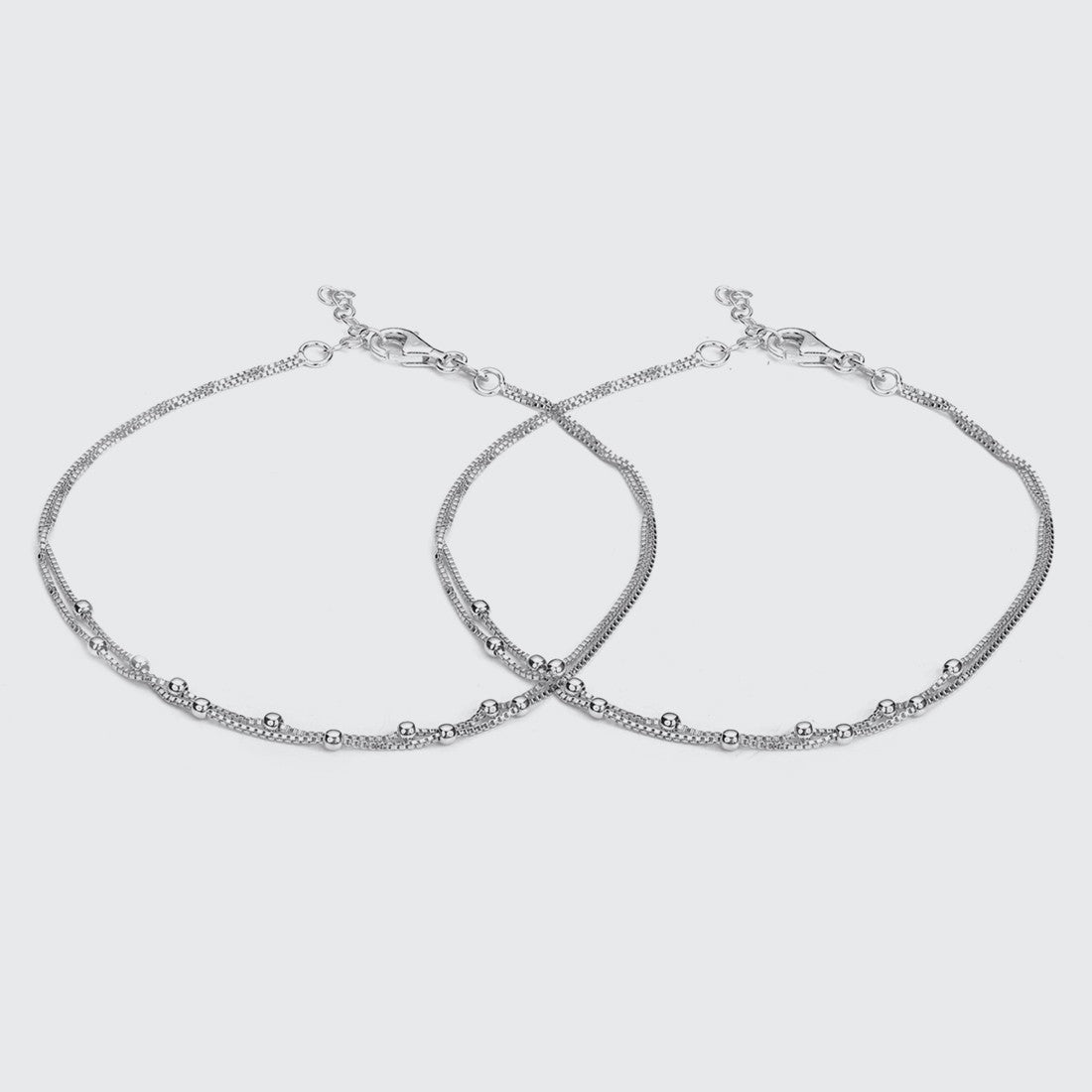 Ethereal Beaded Silver 925 Sterling Silver Anklets